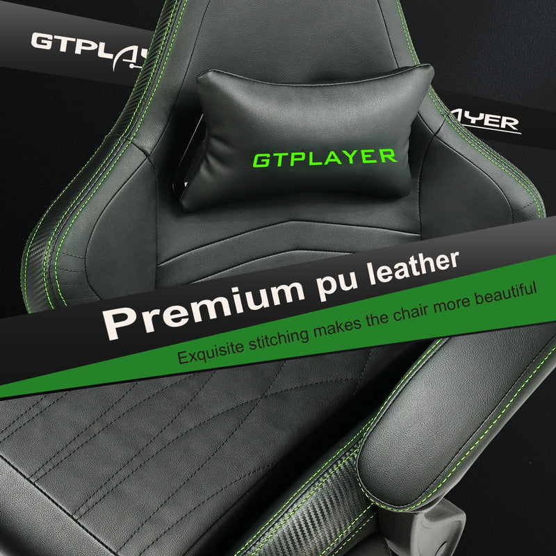 Heavy Duty GTPLAYER Gaming Chair – Dual Bluetooth 5.1 Speakers, Footrest, Adjustable Height