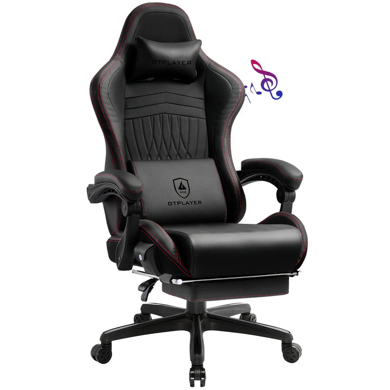 Heavy Duty GTPLAYER Gaming Chair – Dual Bluetooth 5.1 Speakers, Footrest, Adjustable Height