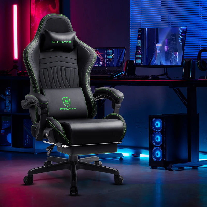 Heavy Duty GTPLAYER Gaming Chair – Dual Bluetooth 5.1 Speakers, Footrest, Adjustable Height