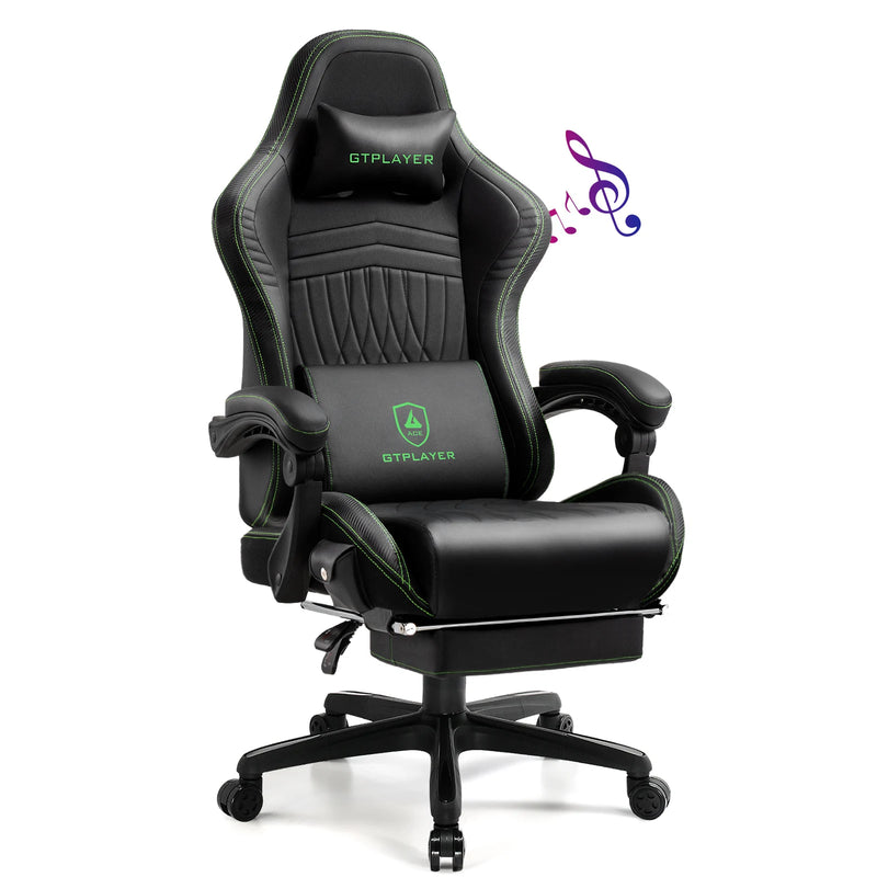 Heavy Duty GTPLAYER Gaming Chair – Dual Bluetooth 5.1 Speakers, Footrest, Adjustable Height