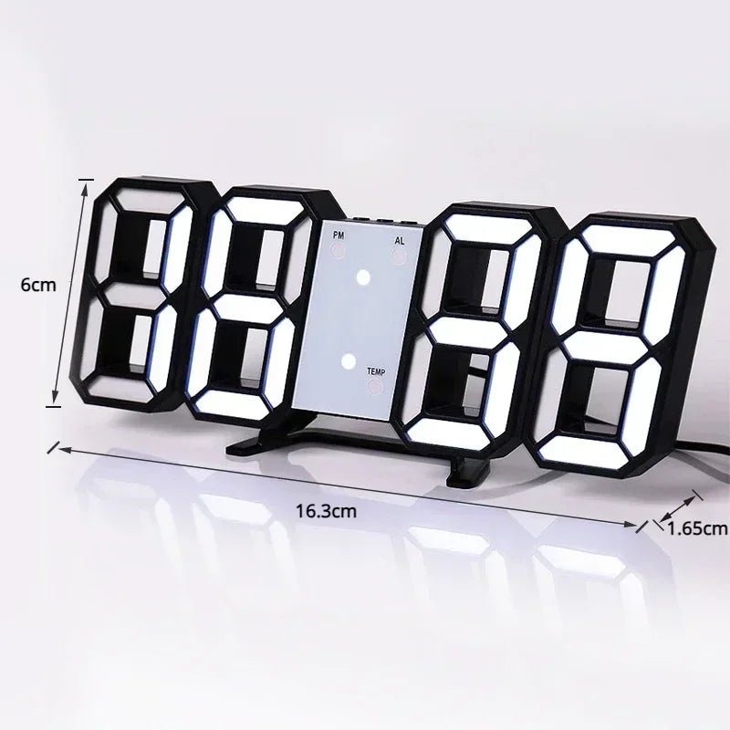 3D LED Digital Wall Clock – Adjustable Night Mode & Modern Room Decor