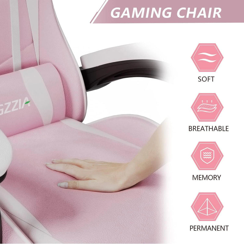 Ergonomic Gaming Chair with Lumbar Cushion + Headrest – Height Adjustable for Girls & Boys