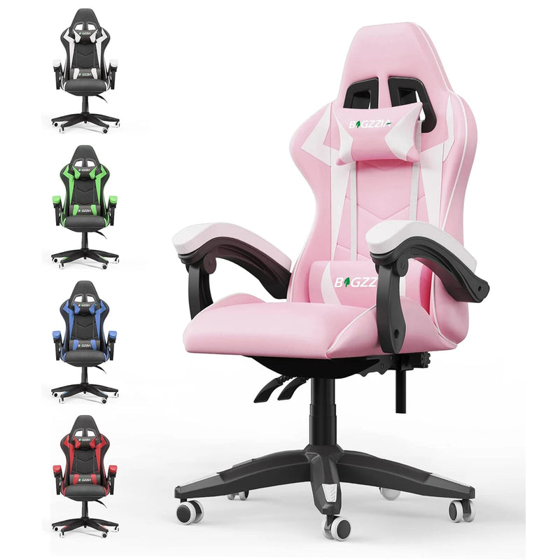 Ergonomic Gaming Chair with Lumbar Cushion + Headrest – Height Adjustable for Girls & Boys