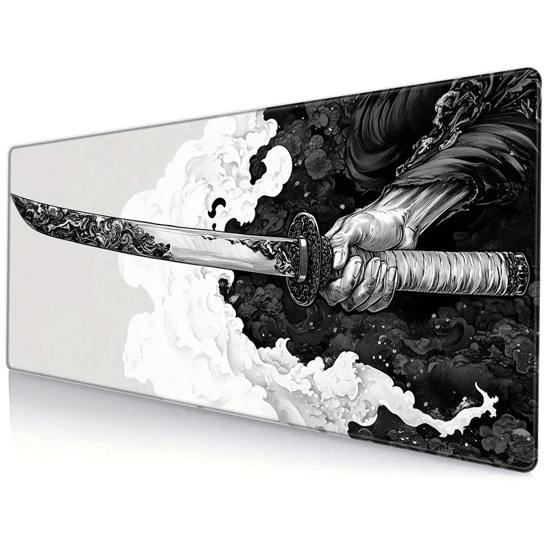 XXL Japanese Katana Mouse Pad – Rubber Anti-slip Gaming Table Mat for Keyboard