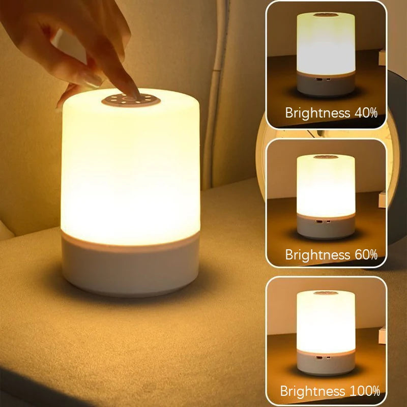 Bedside LED Night Lamp – Touch Control, Dimmable, Rechargeable