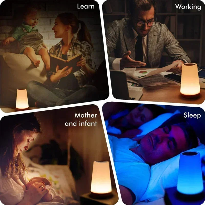 RGB 13-Color Night Light – Touch & Remote Dimmable Table Lamp