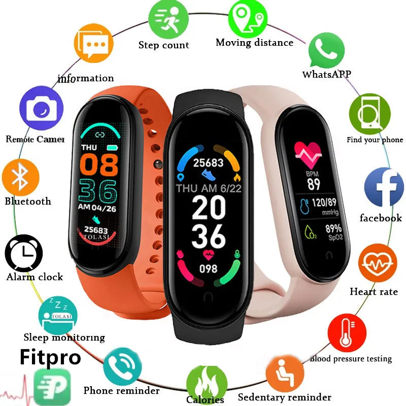 M6 Sports Smart Band – Waterproof Bracelet with Health Tracking