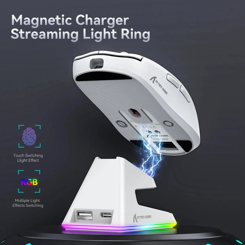 X6 Wireless Gaming Mouse – 3 Modes, 26K DPI, RGB, Charging Base