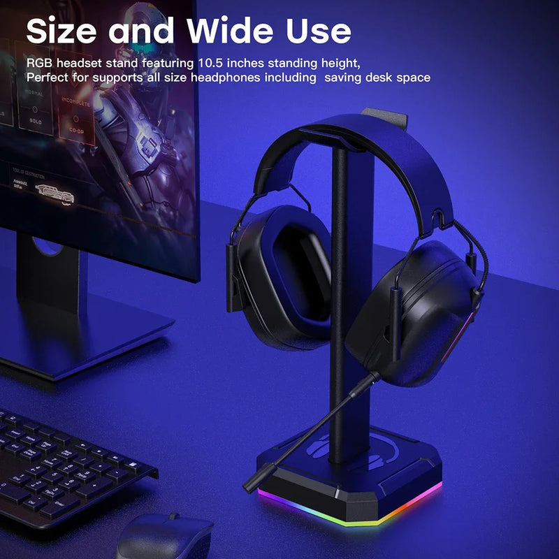 RGB Gaming Headphone Stand – Aluminum Alloy, Backlit Display Holder