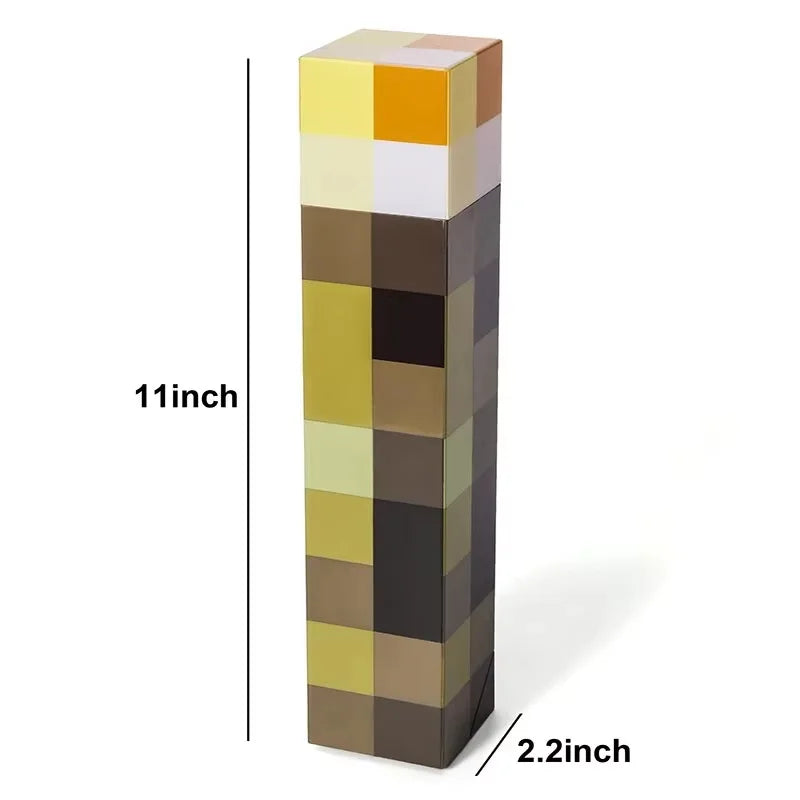 Minecraft-Inspired 11-Inch Brownstone Torch LED Table Lamp – USB Rechargeable, Bedside Lamp for Kids Gift