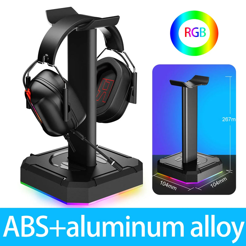 RGB Gaming Headphone Stand – Aluminum Alloy, Backlit Display Holder