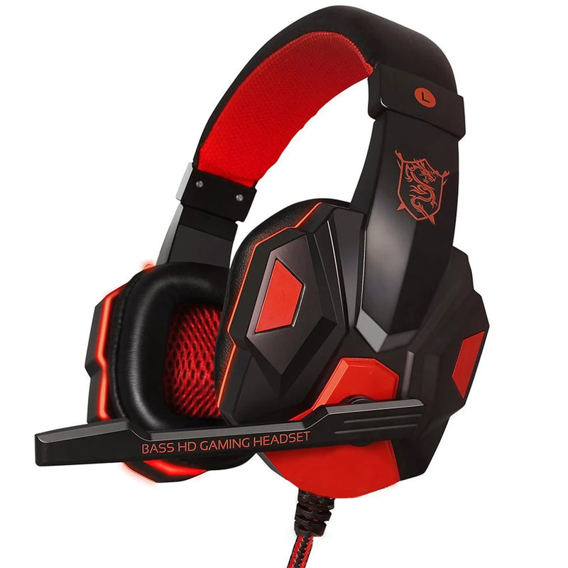 Gaming Headphones with LED Lights and Mic