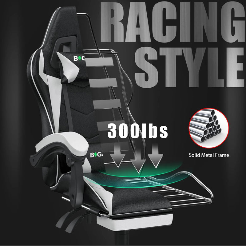 Ergonomic Gaming Chair with Footrest – Adjustable Height, Lumbar Cushion & Headrest