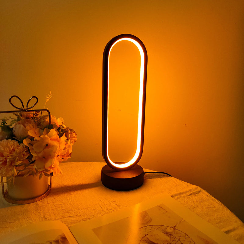 LED Ring Bedside Lamp – Three-Color Dimmable Night Light for Bedroom & Living Room