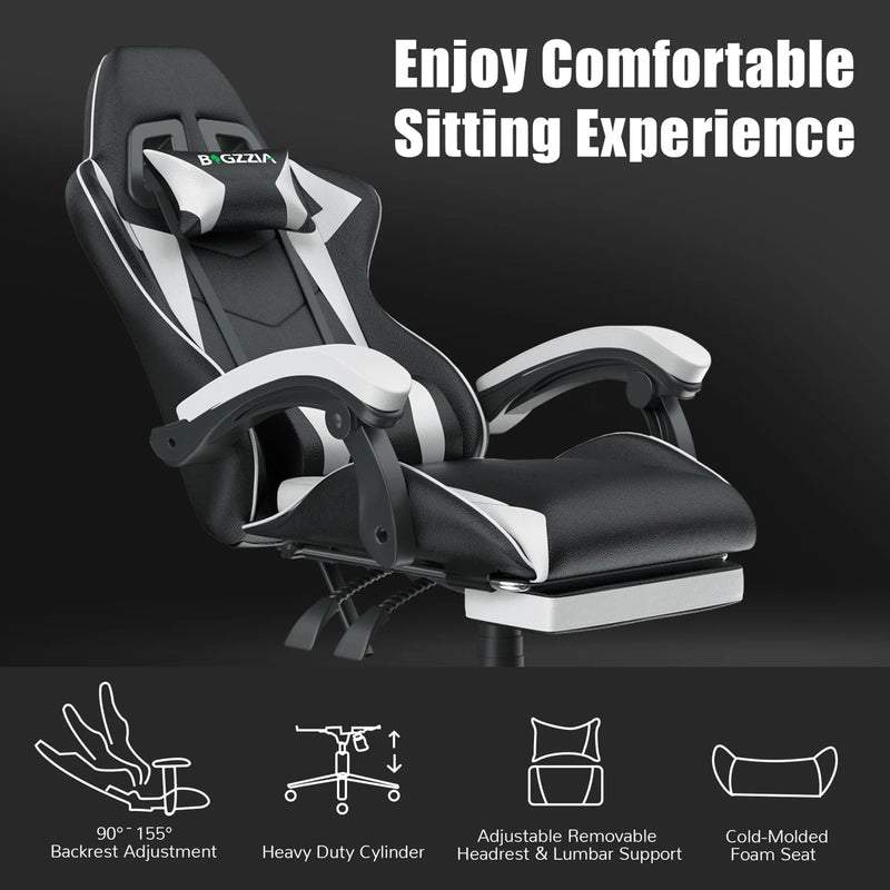 Ergonomic Gaming Chair with Footrest – Adjustable Height, Lumbar Cushion & Headrest