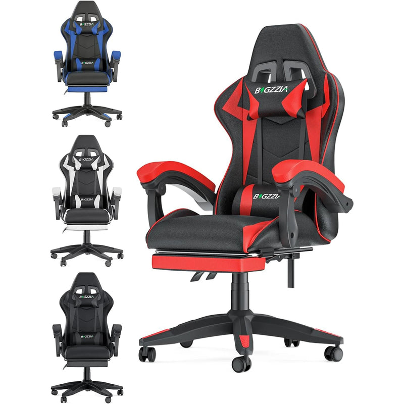 Ergonomic Gaming Chair with Footrest – Adjustable Height, Lumbar Cushion & Headrest