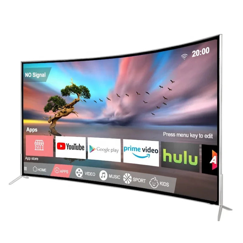 55 Inch Curved Screen LED TV, Metal Frame, Smart Android LCD Ultra HD 4K Smart Television