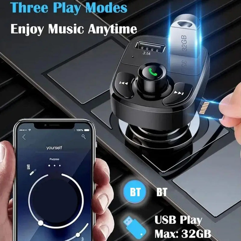 Bluetooth Car Charger & FM Transmitter – Dual USB, Hands-Free, Music & Radio Adapter