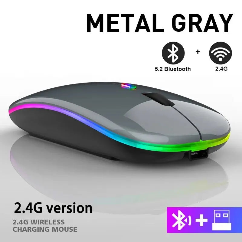 Wireless Mouse RGB Rechargeable Bluetooth Mice Wireless Computer Mause LED Backlit Ergonomic Gaming Mouse for Laptop PC 3600DPI