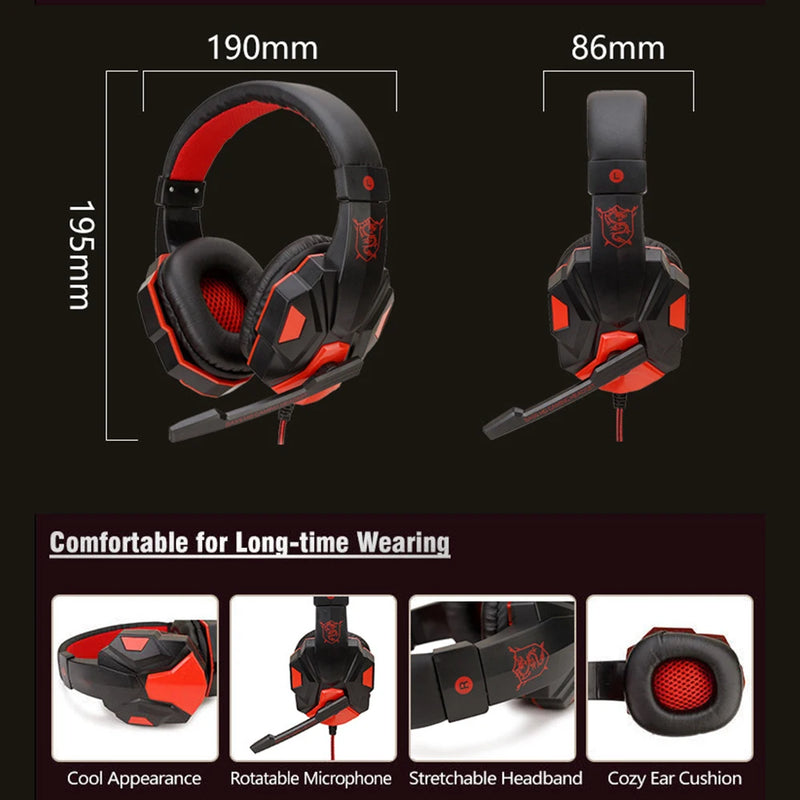 LED Wired Gaming Headphones for PS4, Xbox One & Switch