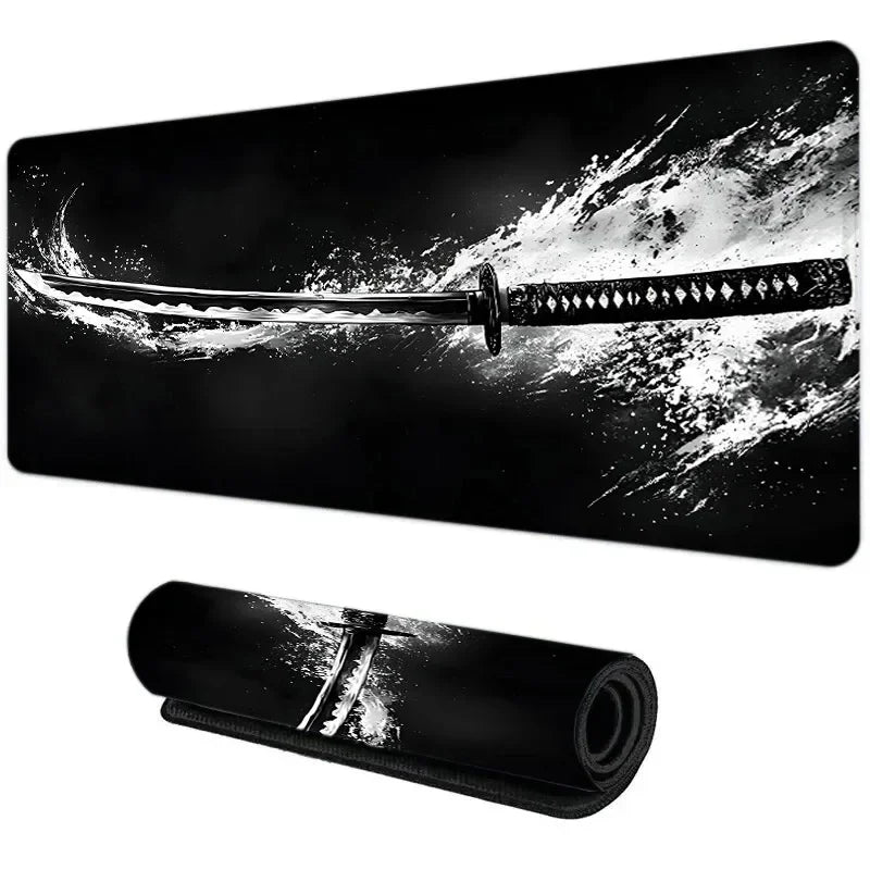 XXL Japanese Katana Mouse Pad – Rubber Anti-slip Gaming Table Mat for Keyboard