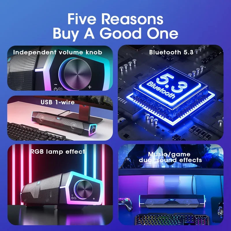 4D Computer Speakers Bluetooth 5.0 Soundbar