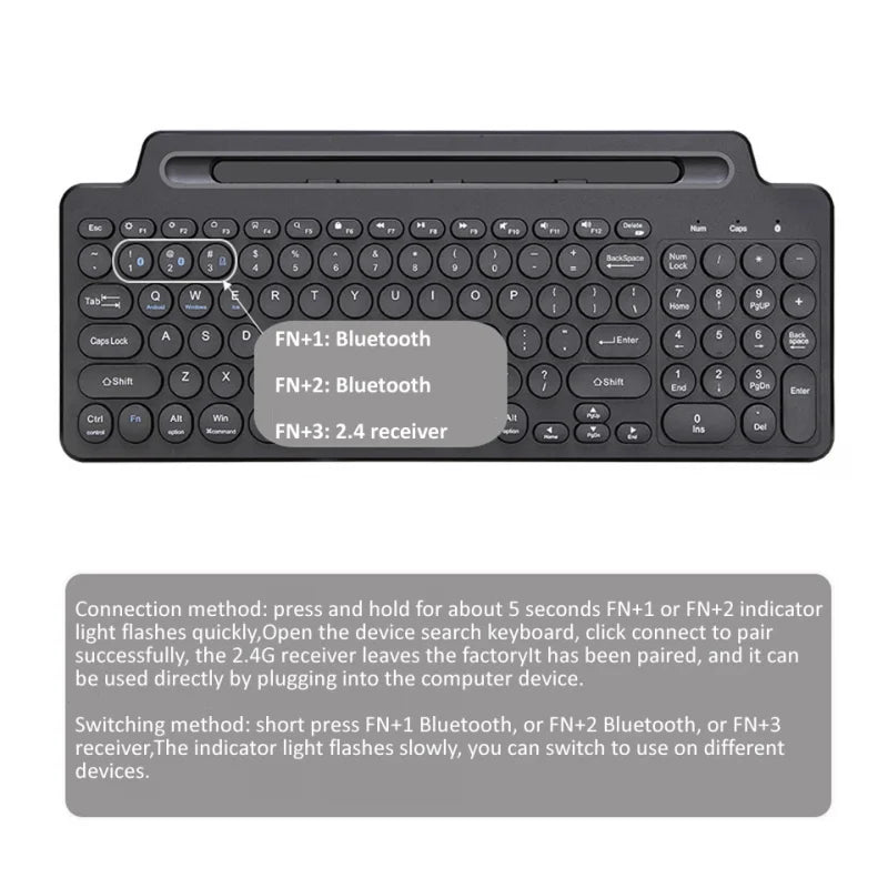 Bluetooth Keyboard & Mouse – Wireless Set for Android, iOS & PC