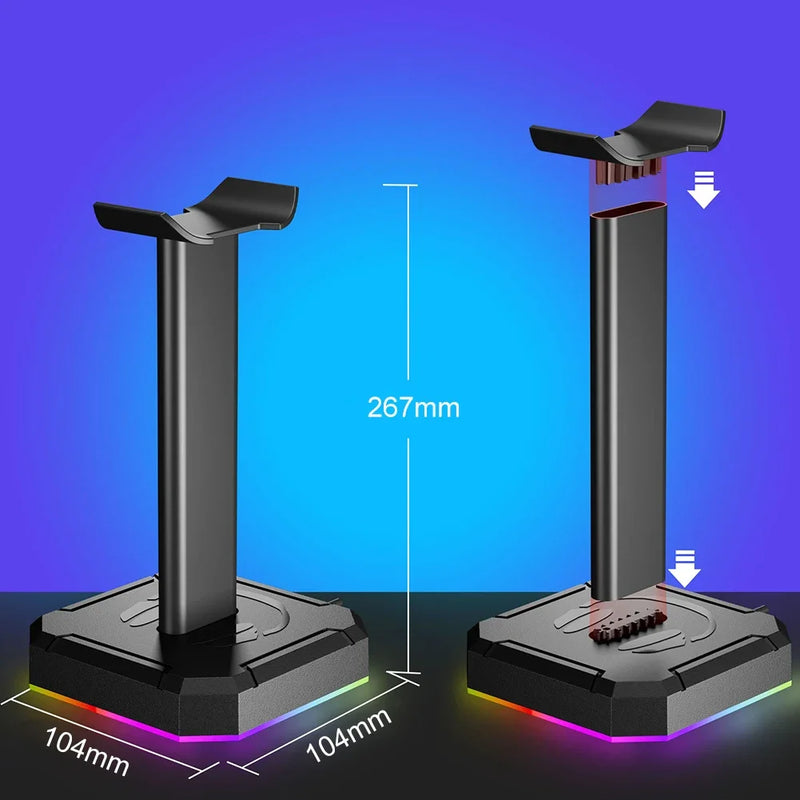 RGB Gaming Headphone Stand – Aluminum Alloy, Backlit Display Holder