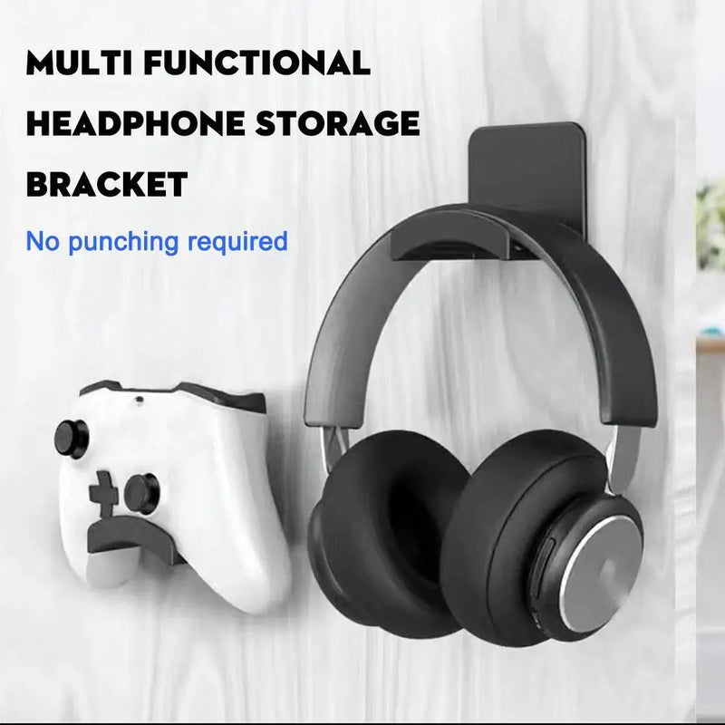 Universal Wall-Mounted Headphone & Controller Stand – Under-Desk Hanger Hook