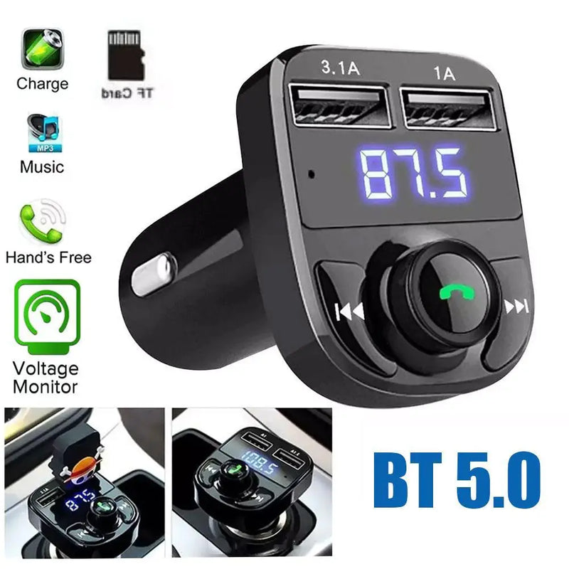 Bluetooth Car Charger & FM Transmitter – Dual USB, Hands-Free, Music & Radio Adapter