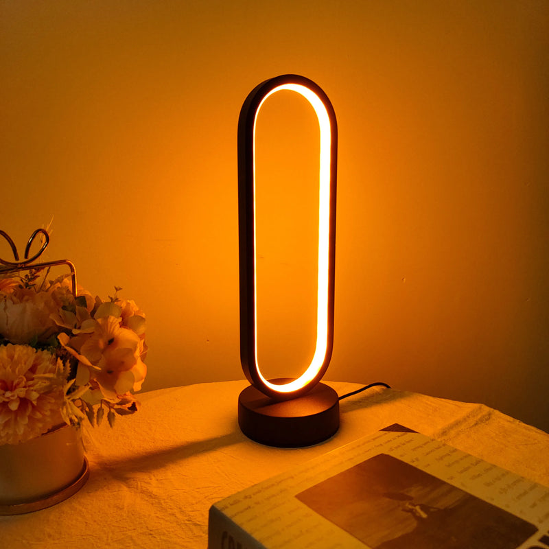 LED Ring Bedside Lamp – Three-Color Dimmable Night Light for Bedroom & Living Room