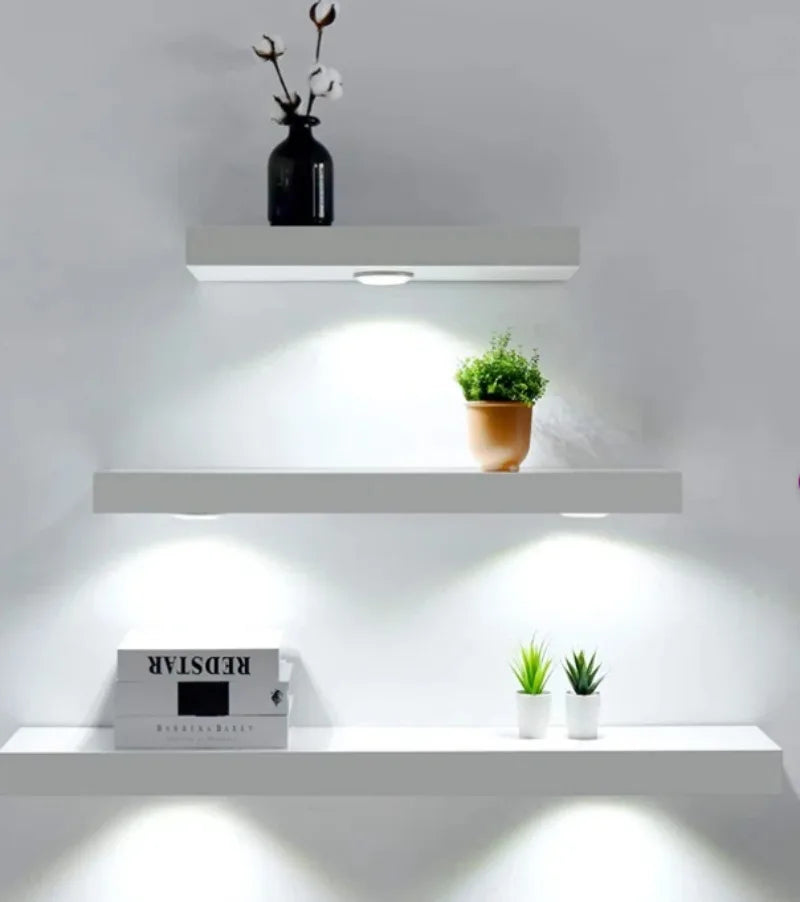 Wall-Mounted Wooden Shelf with LED – Stylish Display for Bedroom & Living Room