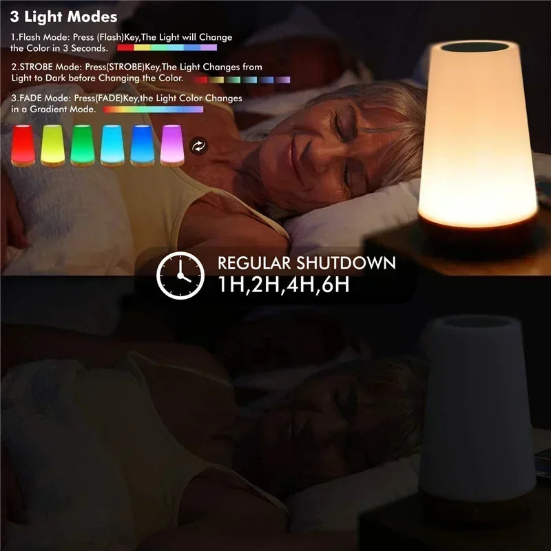 RGB 13-Color Night Light – Touch & Remote Dimmable Table Lamp