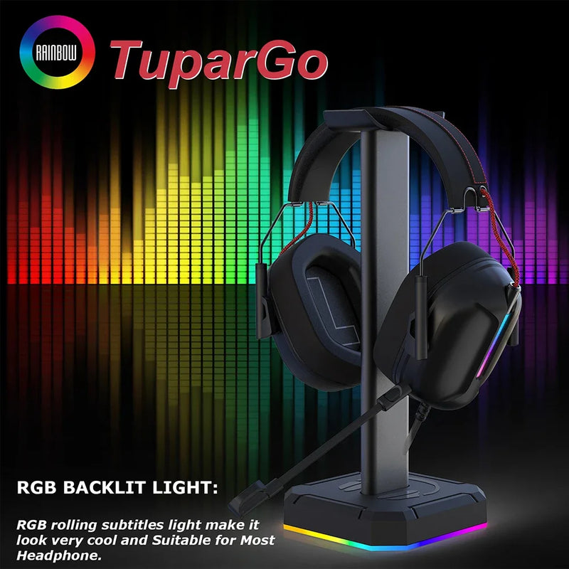 RGB Gaming Headphone Stand – Aluminum Alloy, Backlit Display Holder