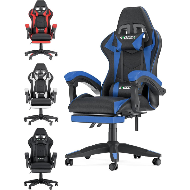 Ergonomic Gaming Chair with Footrest – Adjustable Height, Lumbar Cushion & Headrest