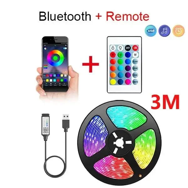 Tape Bluetooth USB LED Strip Light 5050 SMD 5V RGB Flexible Self-Adhesive TV Desktop Light